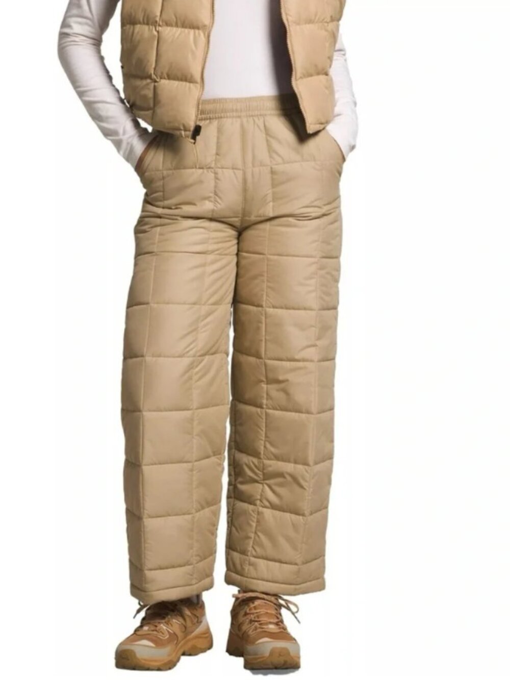 The North Face Lhotse Relaxed Fit Puffer Thermoball Khaki Snow Pants Sz S NEW